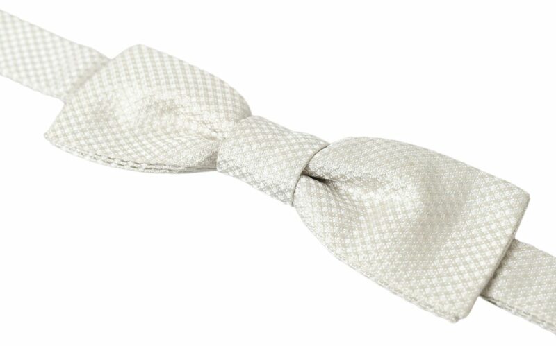 Dolce & Gabbana Elegant Ivory Silk Bow Tie - Image 2