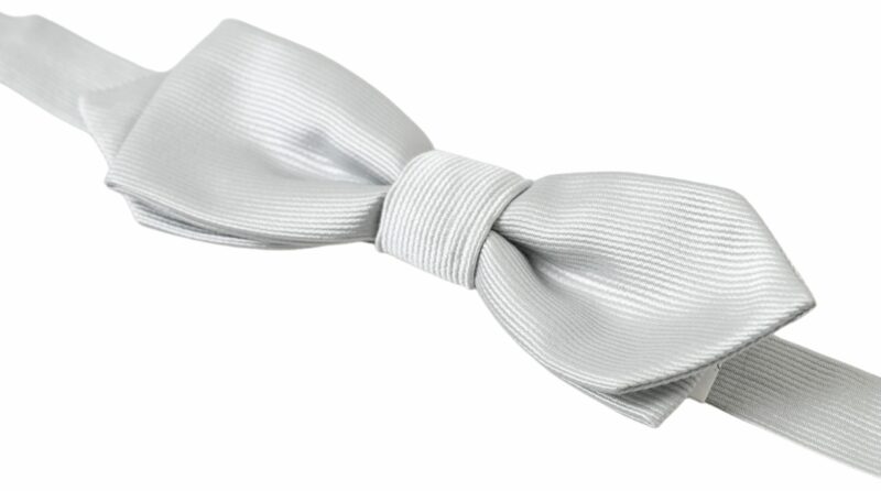 Dolce & Gabbana Elegant Silk Bow Tie in Grey - Image 2