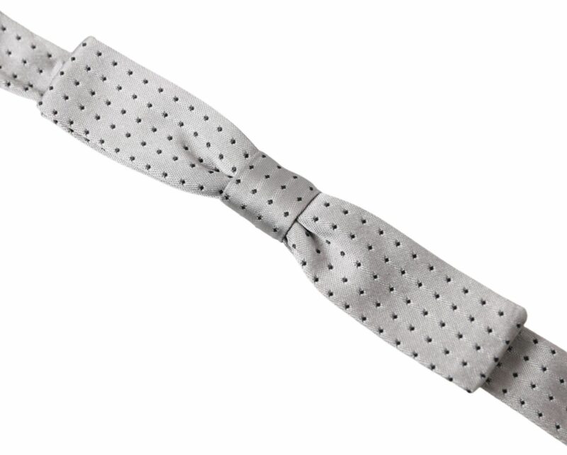 Dolce & Gabbana Elegant Grey Silk Bow Tie - Image 2