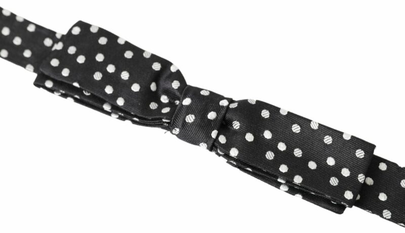 Dolce & Gabbana Elegant Black Silk Bow Tie with Logo Detail - Image 2