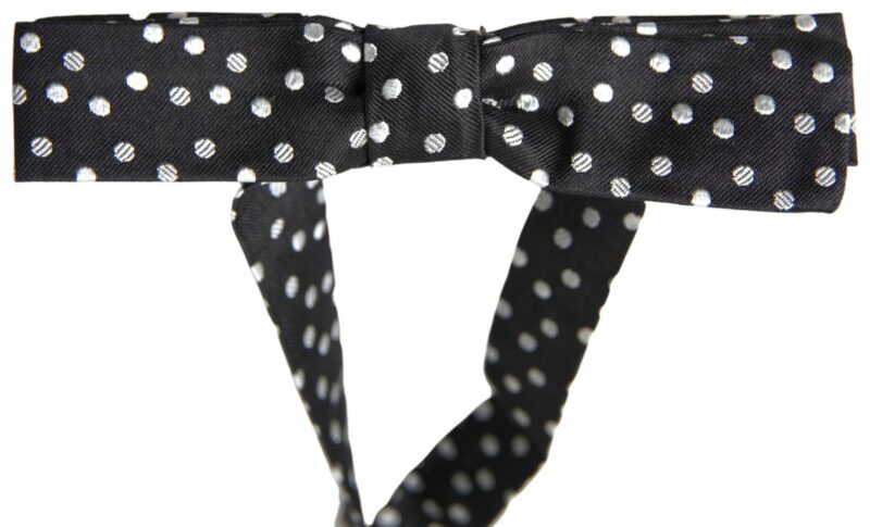 Dolce & Gabbana Elegant Black Silk Bow Tie with Logo Detail - Image 3