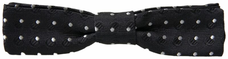 Dolce & Gabbana Elegant Silk Black Bow Tie with Signature Clasp - Image 3
