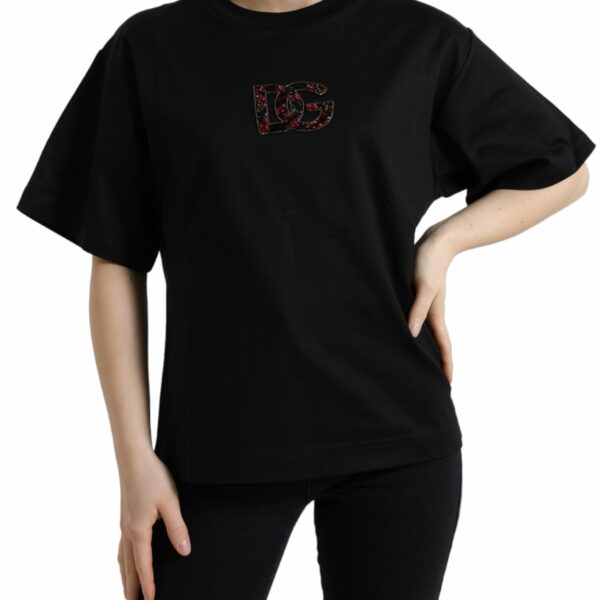 Dolce & Gabbana Elegant Black Crystal-Embellished T-Shirt