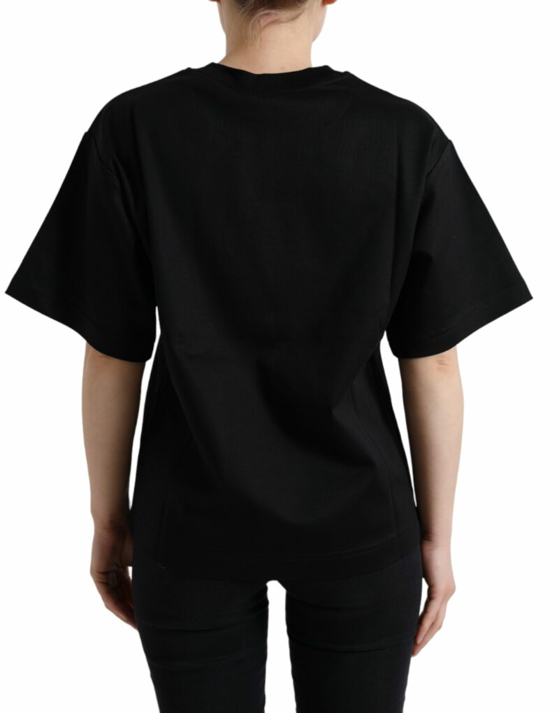 Dolce & Gabbana Elegant Black Crystal-Embellished T-Shirt - Image 3