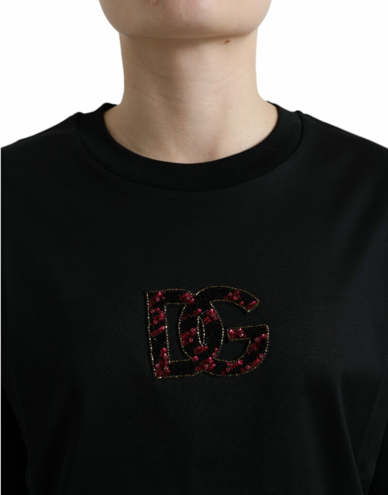 Dolce & Gabbana Elegant Black Crystal-Embellished T-Shirt - Image 4