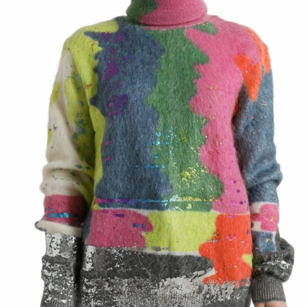 Dolce & Gabbana Multicolor Mohair Stripe Turtleneck Sweater