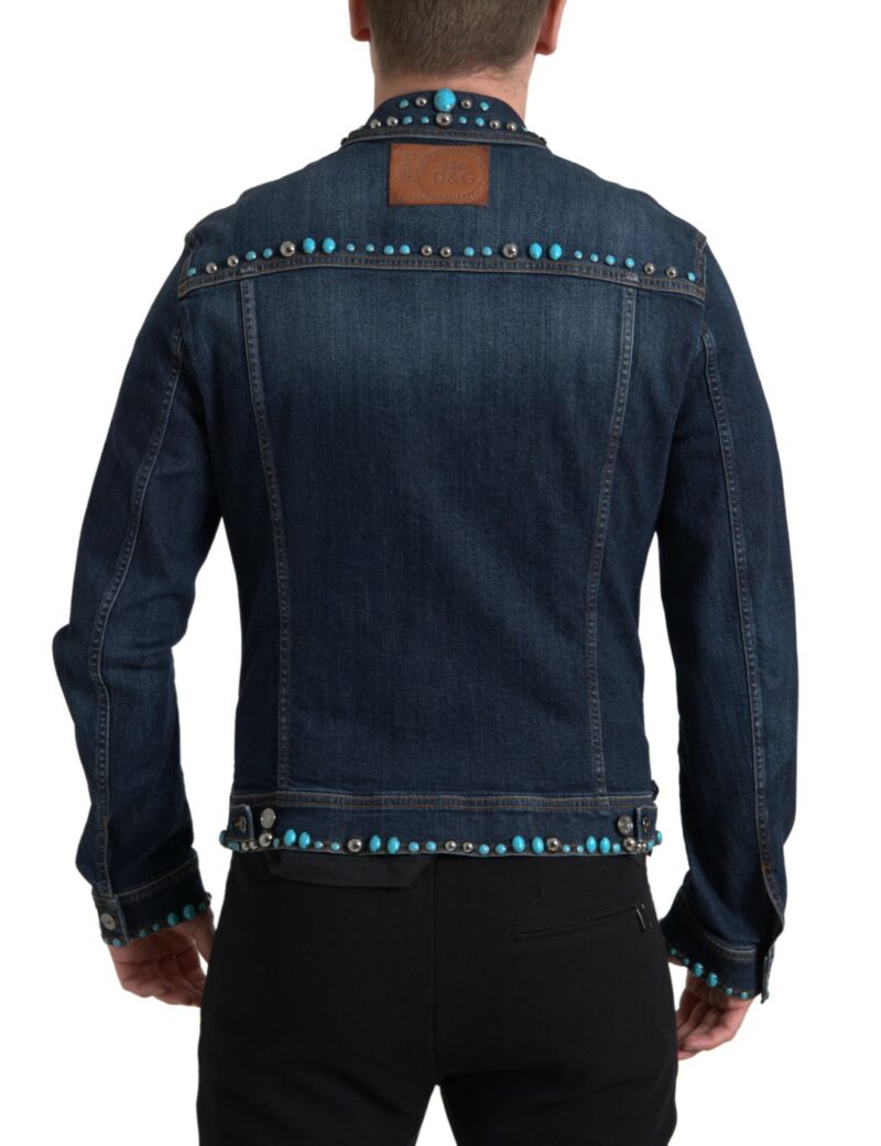 Dolce & Gabbana Embellished Turquoise Denim Jacket - Image 7