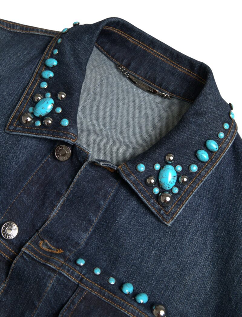 Dolce & Gabbana Embellished Turquoise Denim Jacket - Image 3