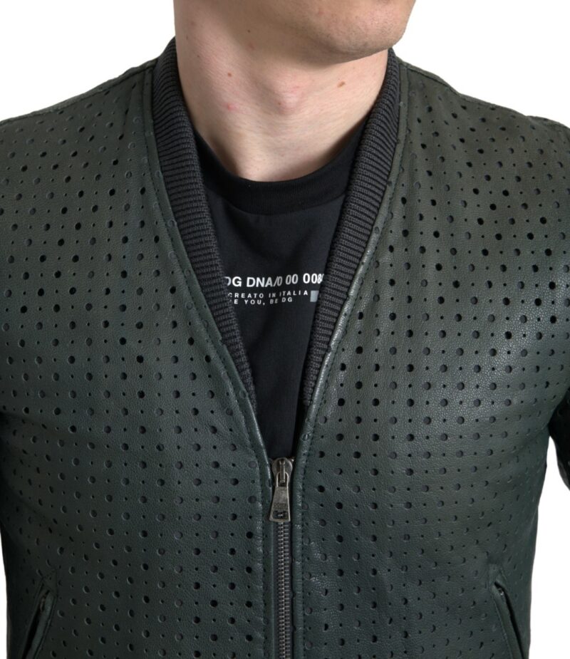 Dolce & Gabbana Emerald Green Goatskin Bomber Jacket - Image 2