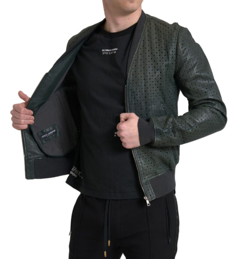 Dolce & Gabbana Emerald Green Goatskin Bomber Jacket - Image 7