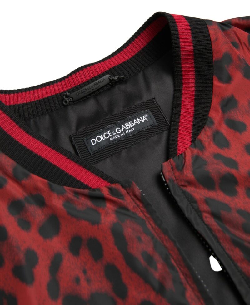 Dolce & Gabbana Red Leopard Print Bomber Jacket - Image 3
