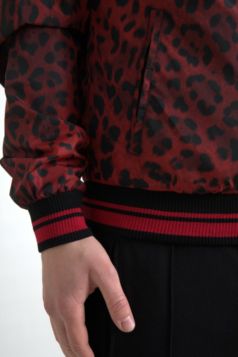 Dolce & Gabbana Red Leopard Print Bomber Jacket - Image 7