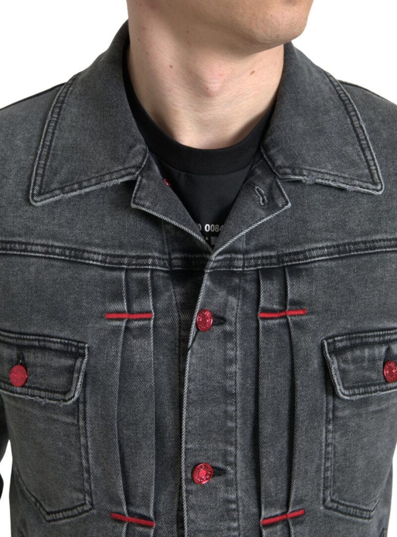 Dolce & Gabbana Elegant Gray Stretch Denim Jacket - Image 3