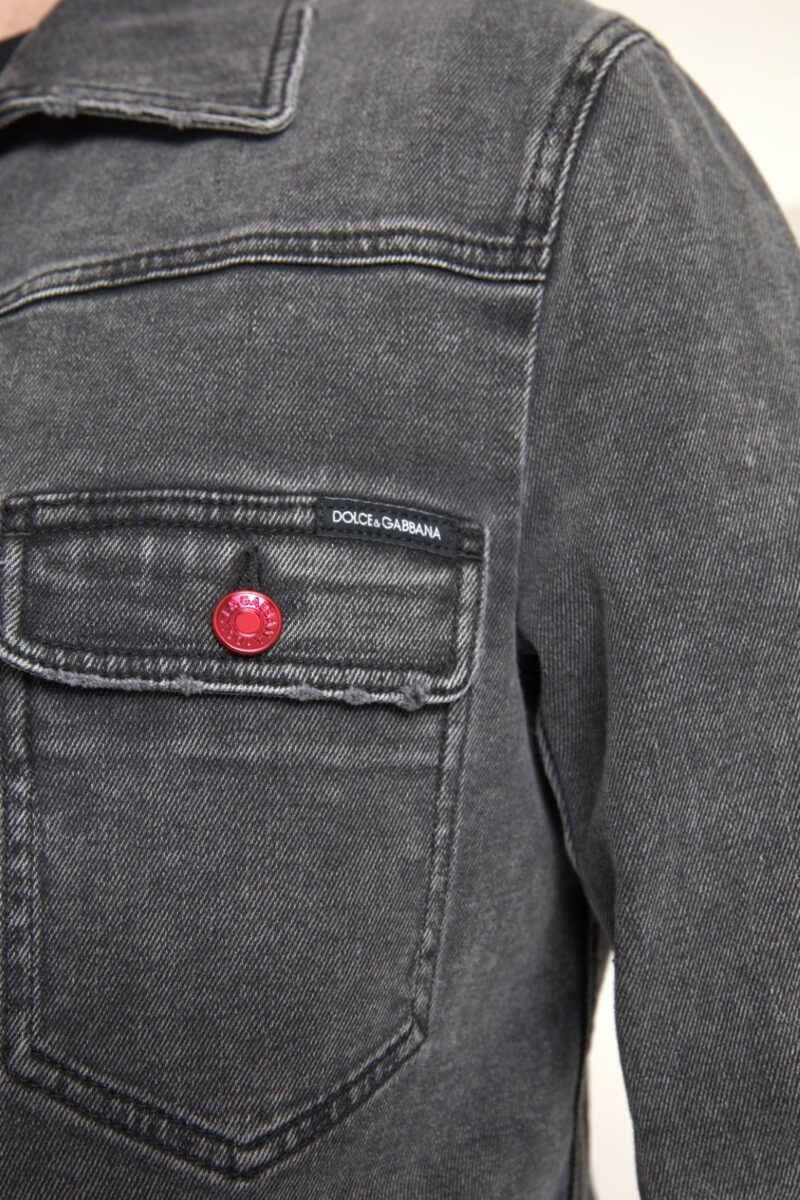 Dolce & Gabbana Elegant Gray Stretch Denim Jacket - Image 4