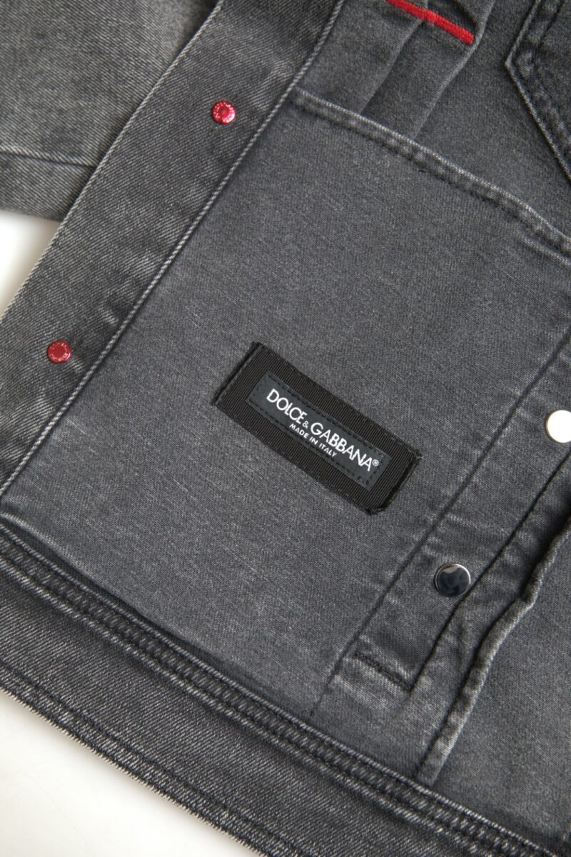 Dolce & Gabbana Elegant Gray Stretch Denim Jacket - Image 7