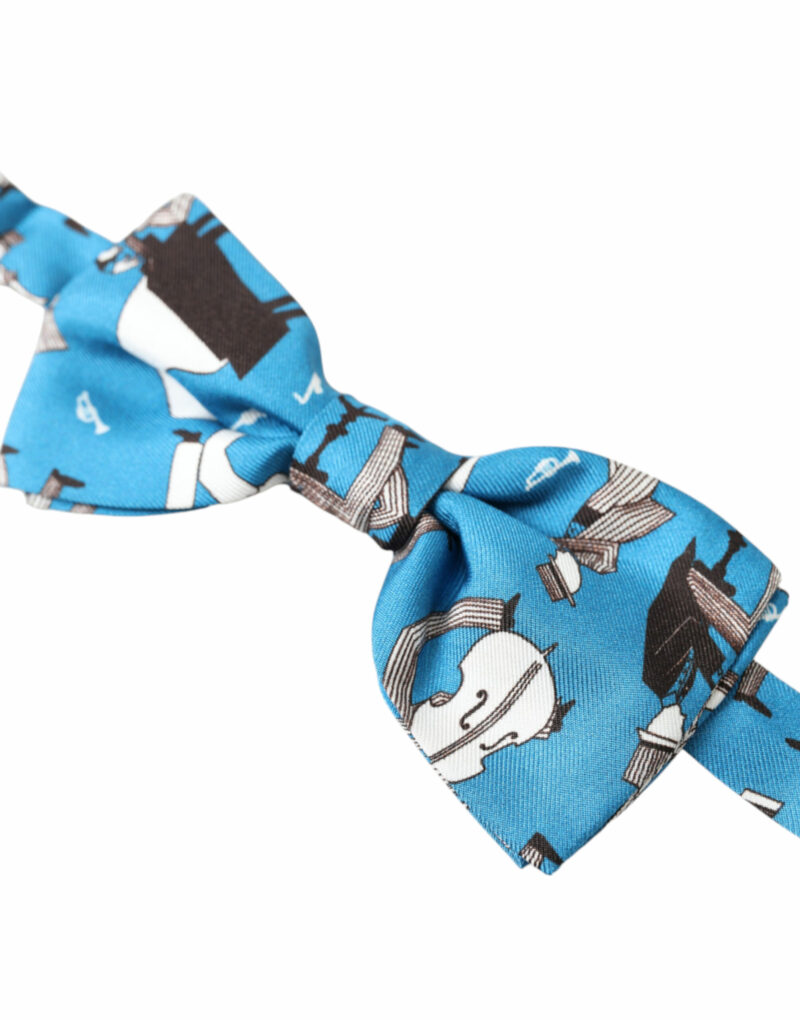 Dolce & Gabbana Elegant Silk Blue Jazz Club Bow Tie - Image 2