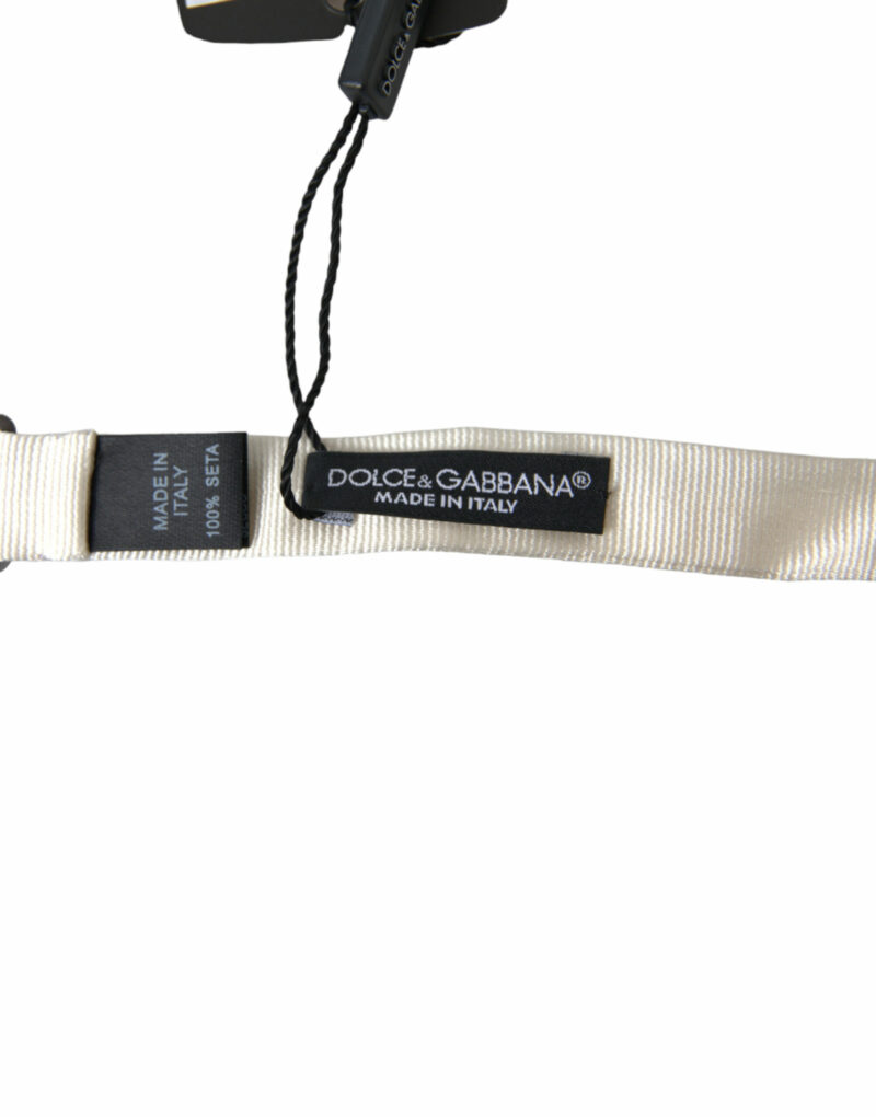 Dolce & Gabbana Elegant White Silk Bow Tie - Image 3