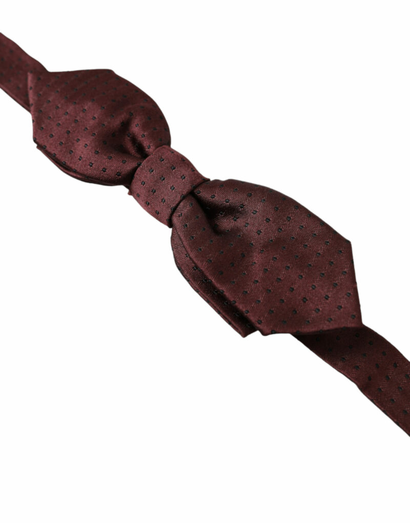 Dolce & Gabbana Elegant Bordeaux Silk Bow Tie - Image 3