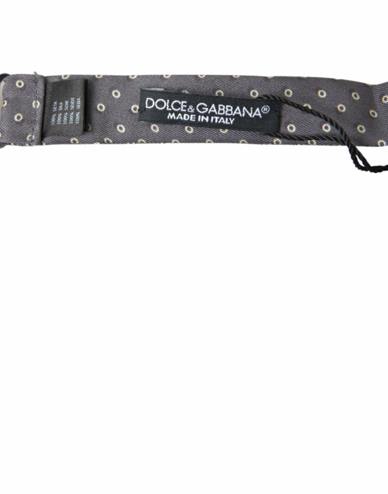 Dolce & Gabbana Elegant Silk Gray Polka Dot Bow Tie - Image 3
