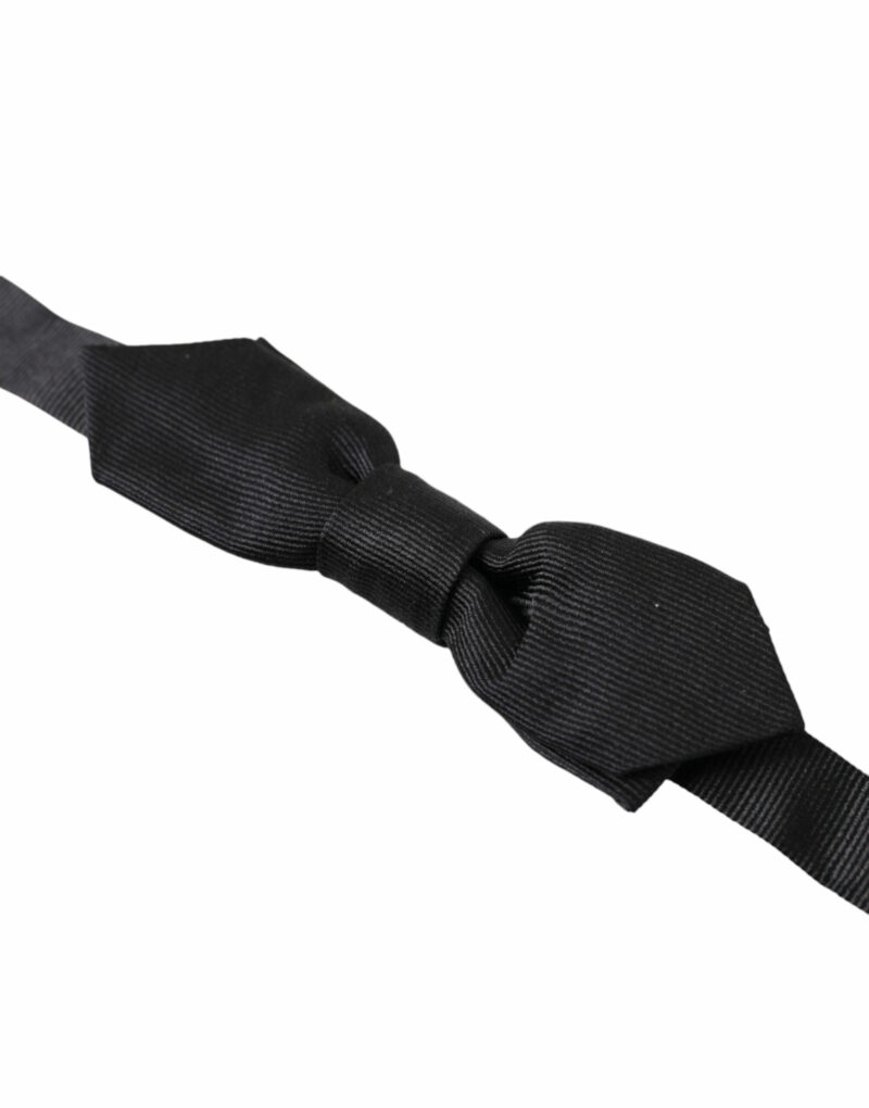 Dolce & Gabbana Elegant Silk Black Bow Tie for Sophisticated Style - Image 2
