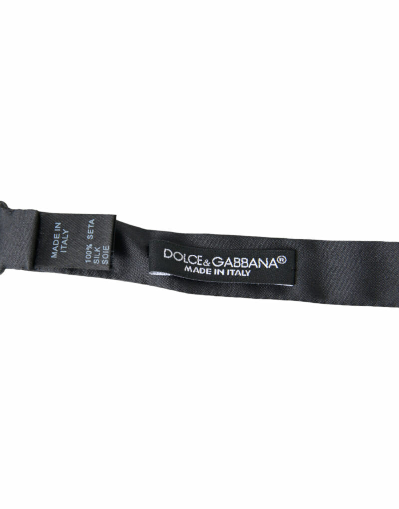 Dolce & Gabbana Elegant Anthracite Gray Silk Bow Tie - Image 3