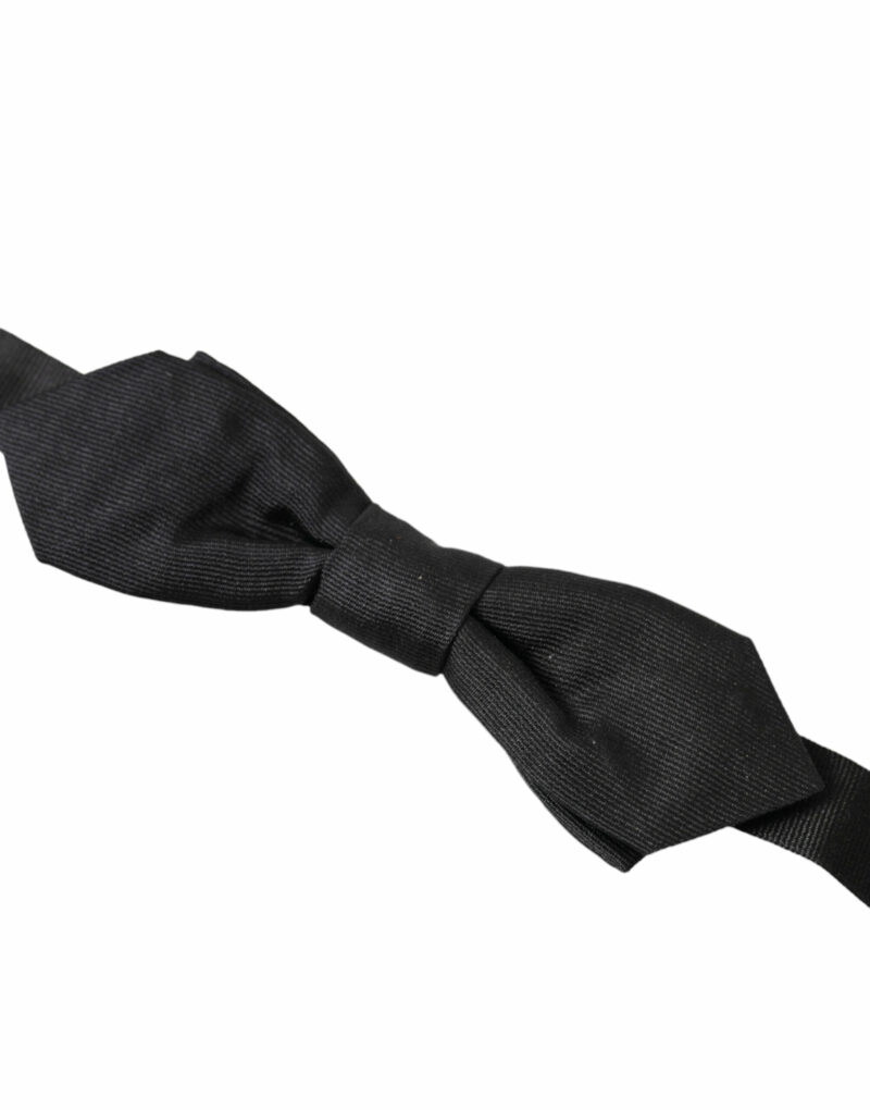 Dolce & Gabbana Elegant Silk Black Bow Tie - Image 2