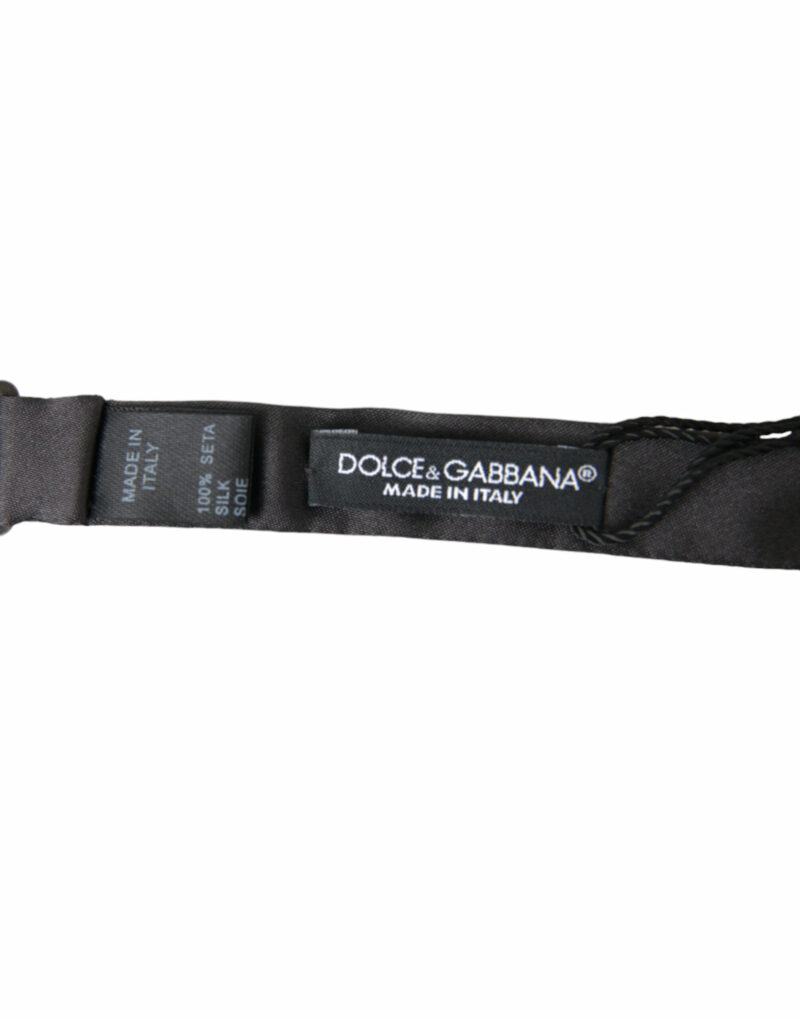 Dolce & Gabbana Elegant Dark Grey Silk Bow Tie - Image 4