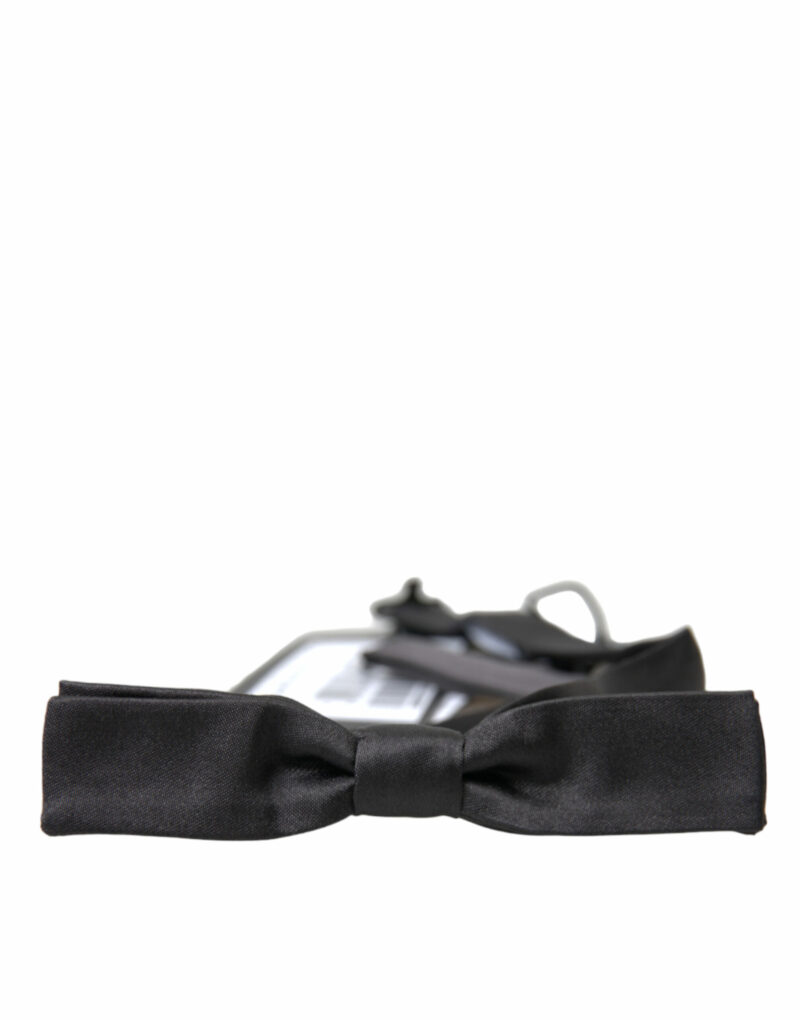 Dolce & Gabbana Elegant Dark Grey Silk Bow Tie - Image 3