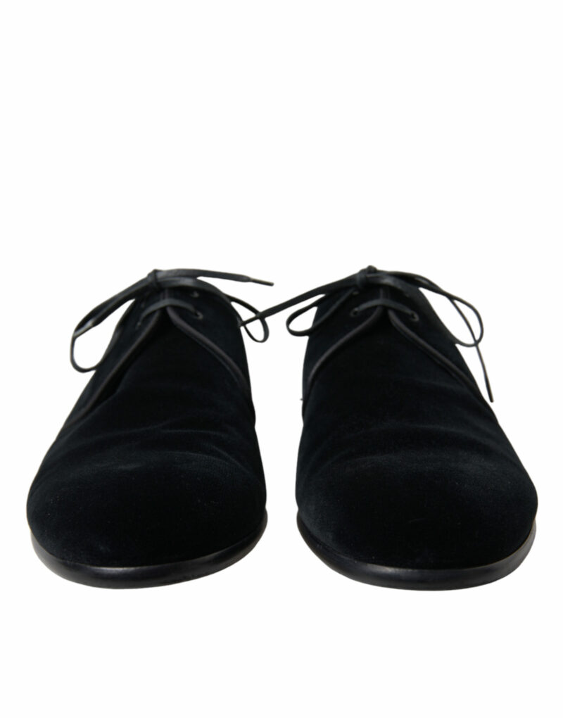 Dolce & Gabbana Elegant Black Velvet Derby Dress Shoes - Image 2