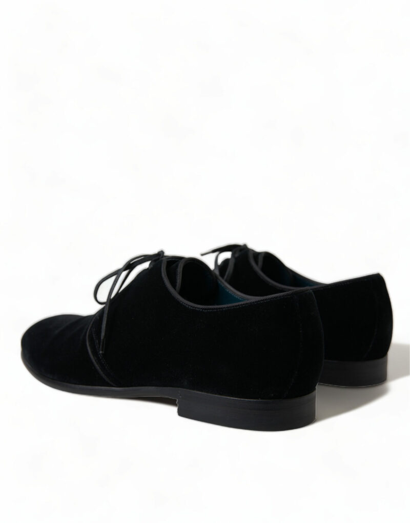 Dolce & Gabbana Elegant Black Velvet Derby Dress Shoes - Image 4