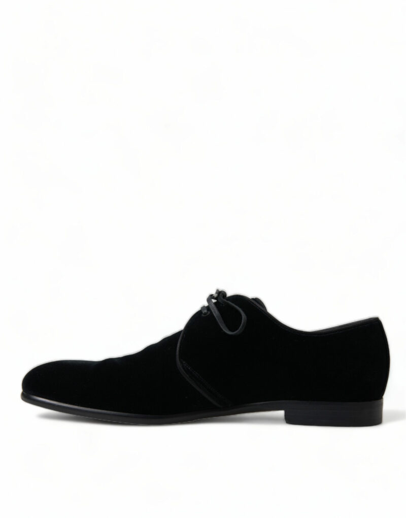 Dolce & Gabbana Elegant Black Velvet Derby Dress Shoes - Image 5