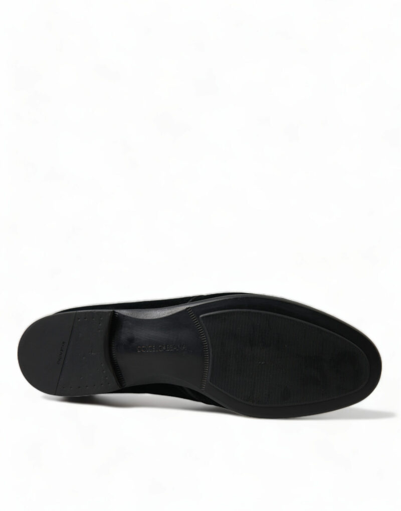 Dolce & Gabbana Elegant Black Velvet Derby Dress Shoes - Image 6