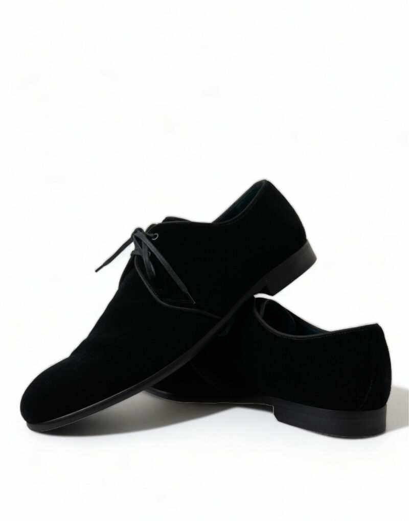 Dolce & Gabbana Elegant Black Velvet Derby Dress Shoes - Image 7