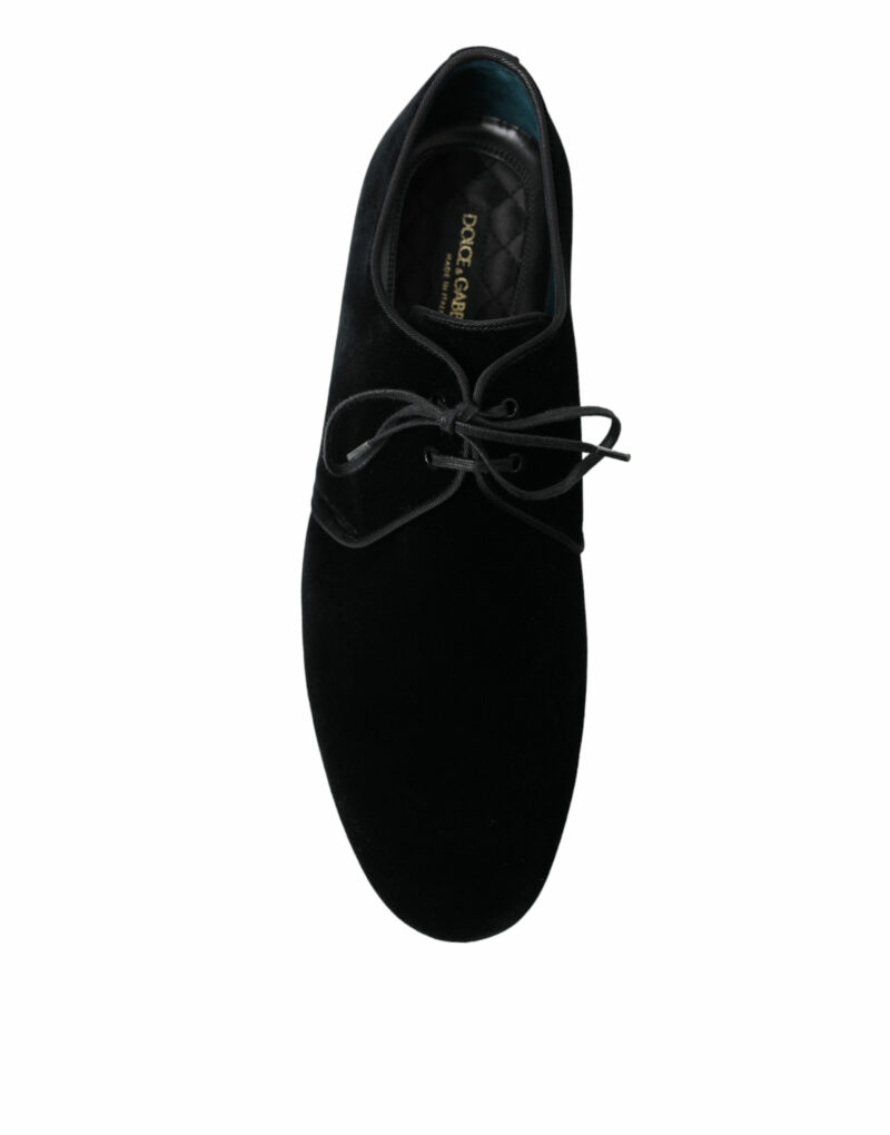 Dolce & Gabbana Elegant Black Velvet Derby Dress Shoes - Image 8