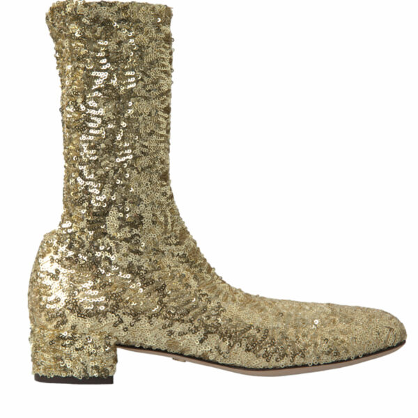 Dolce & Gabbana Elegant Mid Calf Gold Boots Exclusive Design