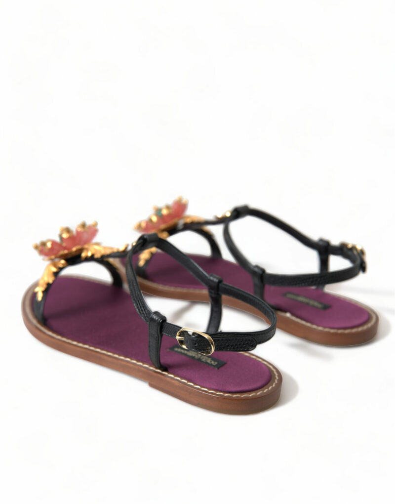 Dolce & Gabbana Elegant Crystal-Adorned Flat Sandals - Image 4