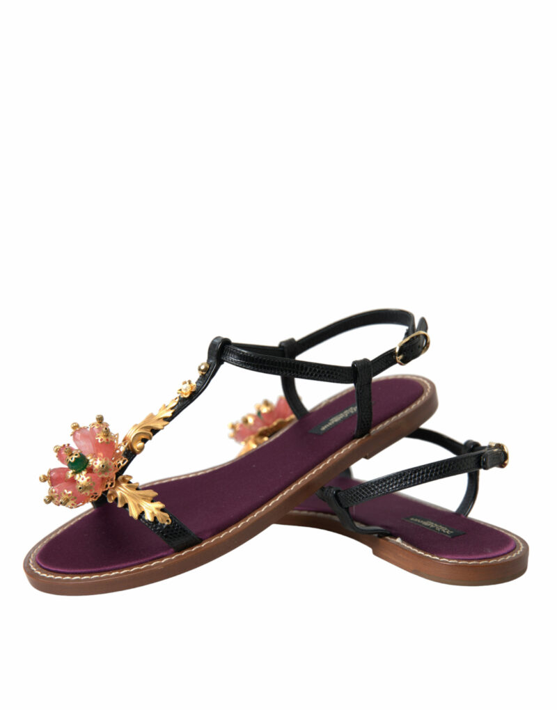 Dolce & Gabbana Elegant Crystal-Adorned Flat Sandals - Image 6