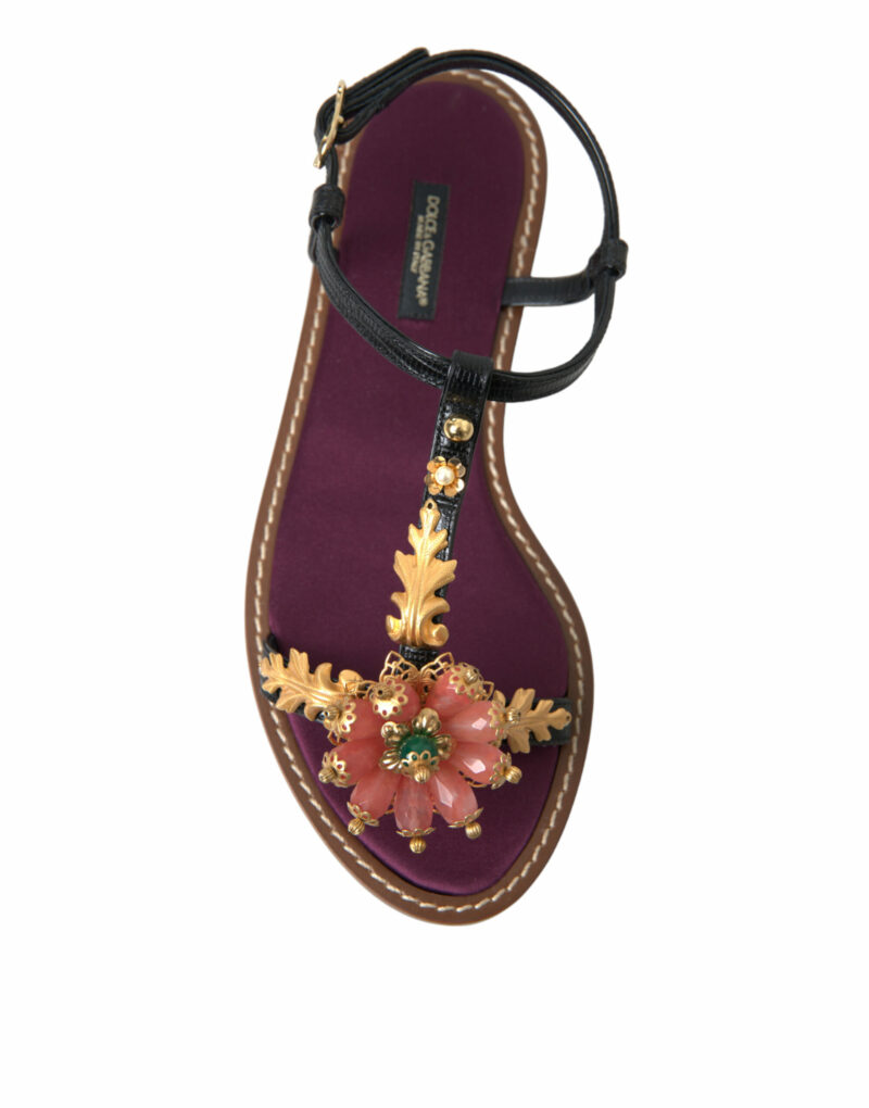 Dolce & Gabbana Elegant Crystal-Adorned Flat Sandals - Image 7