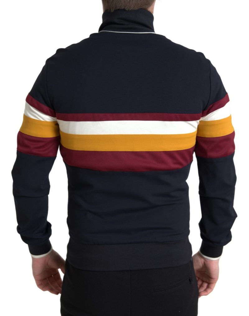 Dolce & Gabbana Elegant Blue Striped Zip Cardigan Sweater - Image 3
