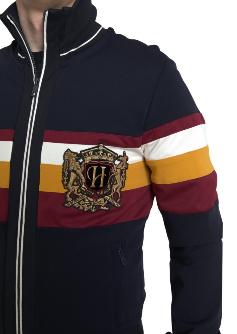 Dolce & Gabbana Elegant Blue Striped Zip Cardigan Sweater - Image 2