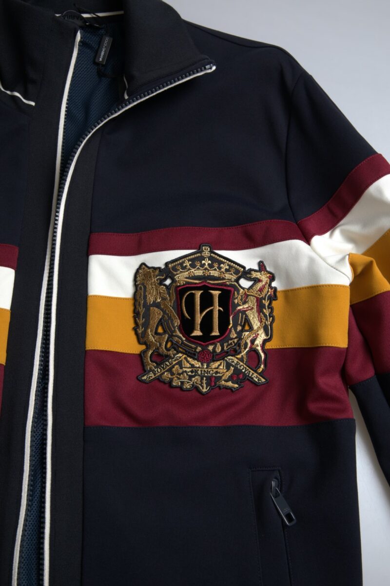 Dolce & Gabbana Elegant Blue Striped Zip Cardigan Sweater - Image 5