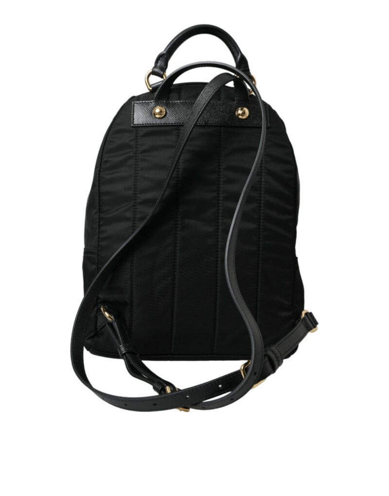 Dolce & Gabbana Elegant Black Gold Detail Backpack - Image 3