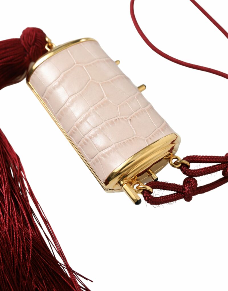 Dolce & Gabbana Exotic Pink Leather Mini Mirror Bag with Tassel - Image 2