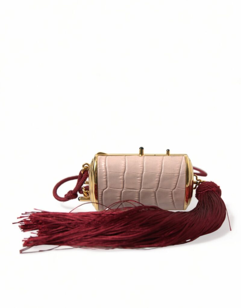 Dolce & Gabbana Exotic Pink Leather Mini Mirror Bag with Tassel - Image 3