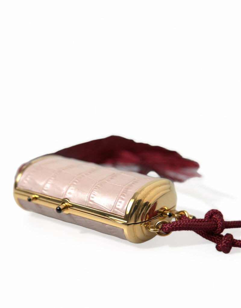 Dolce & Gabbana Exotic Pink Leather Mini Mirror Bag with Tassel - Image 4