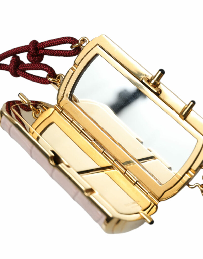 Dolce & Gabbana Exotic Pink Leather Mini Mirror Bag with Tassel - Image 5