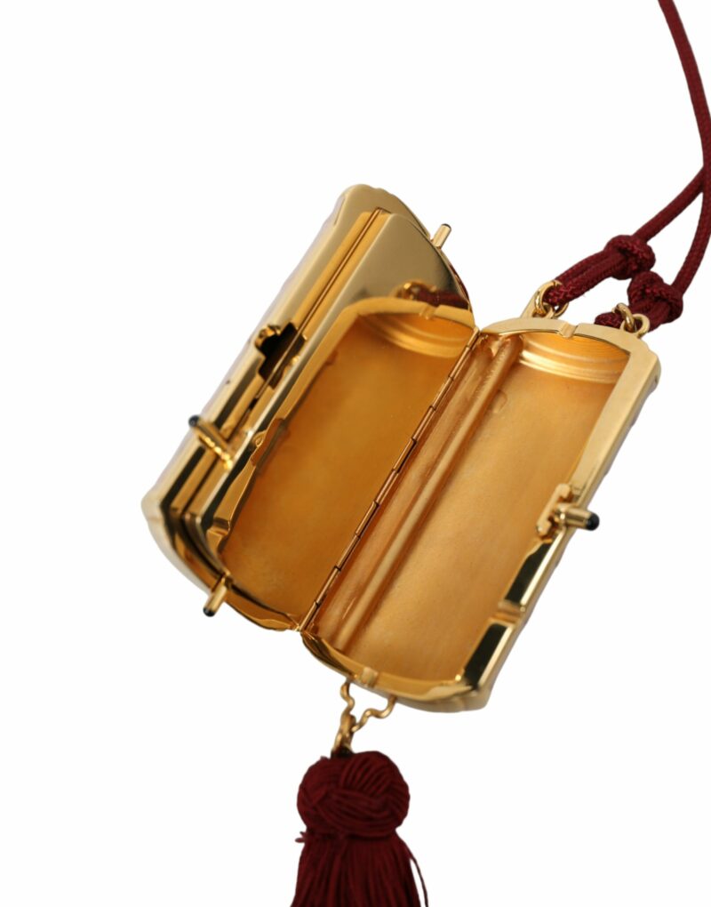 Dolce & Gabbana Exotic Pink Leather Mini Mirror Bag with Tassel - Image 8