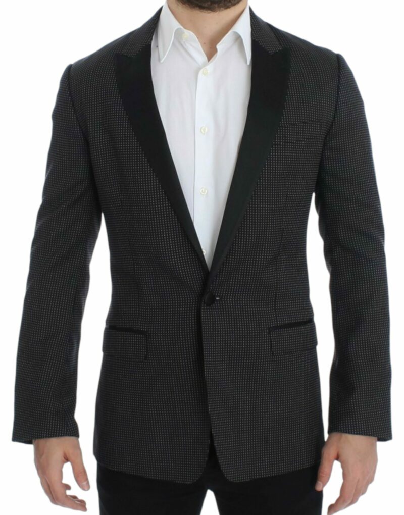 Dolce & Gabbana Elegant Black Polka Dotted Slim Fit Blazer