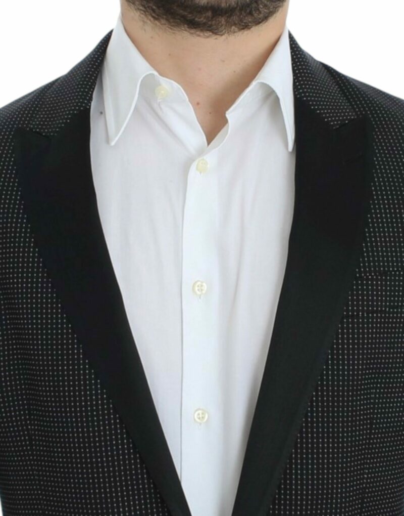 Dolce & Gabbana Elegant Black Polka Dotted Slim Fit Blazer - Image 5