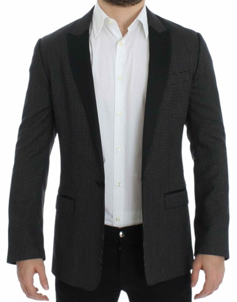 Dolce & Gabbana Elegant Black Polka Dotted Slim Fit Blazer - Image 6